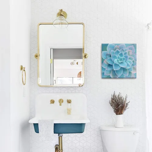 Miniatura 5 de Decoración de baño de suculentas azules, arte de pared enmarcado, moderno, popular, plantas de pared, impresiones en lienzo, decoración de pared