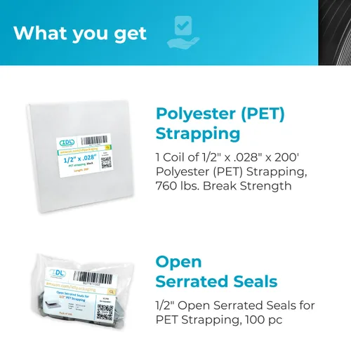 Miniatura 3 de IDL Packaging Recarga para kits de flejado de poliéster (PET) portátiles de 1/2 pulgada x 200 pies - Bobina de flejado de poliéster de 1/2 pulgada x