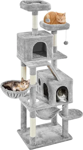 Miniatura 10 de Topeakmart Torre grande para gatos de 71.5 pulgadas para gatos de interior, muebles para gatos de varios niveles con condominios, perchas, canasta