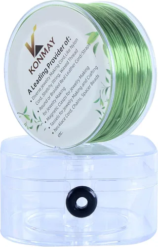 Miniatura 12 de KONMAY 1 Rollo de Cuerdas Planas Elásticas para Pulseras de 0.032 in con Estuche Organizador, 90 Yardas de Hilo Elástico de Cristal Negro para Hacer