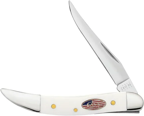Case XX WR Navaja de bolsillo pequeña Texas Toothpick Blanca con estrellas y rayas sintéticas, artículo #39912 (410096 SS) 7.6 cm cerrada, fabricada