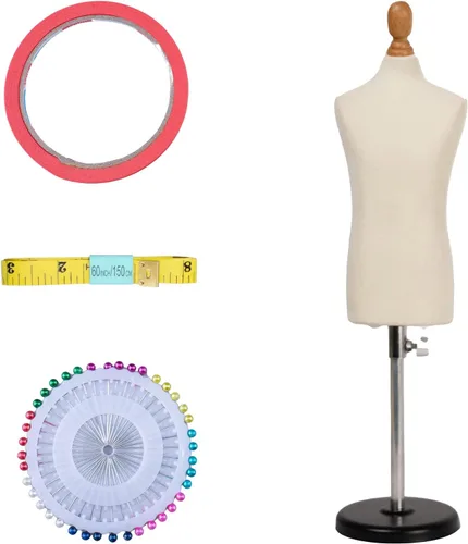 Maniquí de forma de vestido masculino (no de tamaño completo, altura del cuerpo de 10 pulgadas para costura, tamaño 1/4, maniquí de modista femenino
