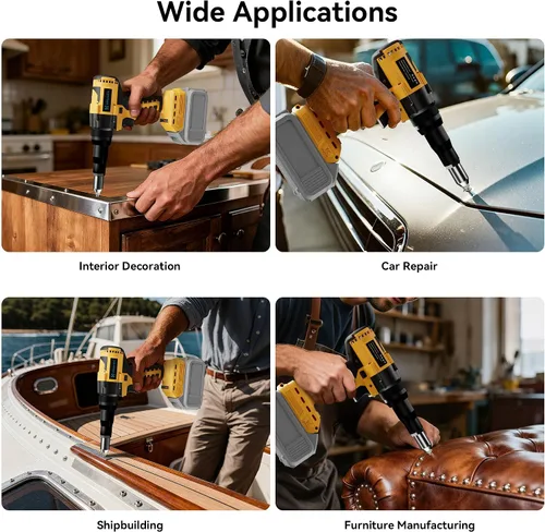Miniatura 6 de Kit de herramienta de remache sin cable compatible con batería Dewalt 20V (solo herramienta), pistola de remache sin cable sin escobillas con 3