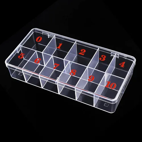 Miniatura 10 de Beauticom Caja organizadora de 10 puntas de arte de uñas vacías de Estados Unidos, color transparente, para puntas de uñas postizas, vitaminas