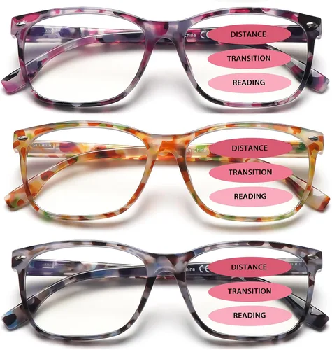 Miniatura 8 de Anteojos de lectura progresivos multienfoque para mujer, estampado de patrón de bloque de luz azul, elegantes lectores de computadora para mujer