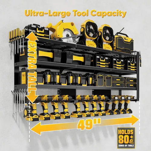 Miniatura 6 de POKIPO Organizador de herramientas eléctricas grande de 49 pulgadas de ancho, 4 capas de carga resistente, 800 libras, estante de almacenamiento