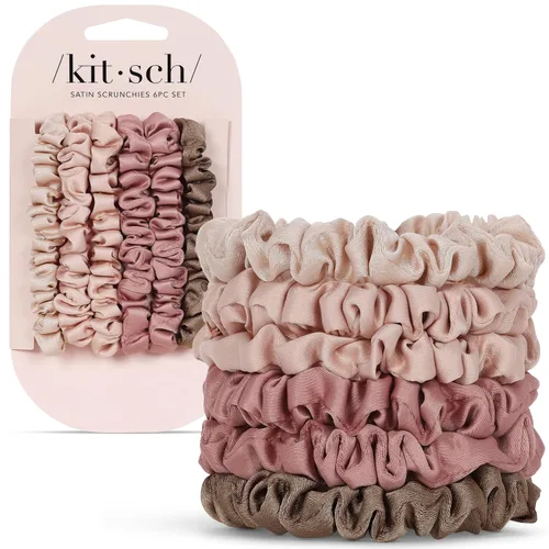 Miniatura 22 de Kitsch Coleteros de satén para mujer, sin arrugas, control de encrespamiento, más suave que la seda para todo tipo de cabello, accesorios elegantes