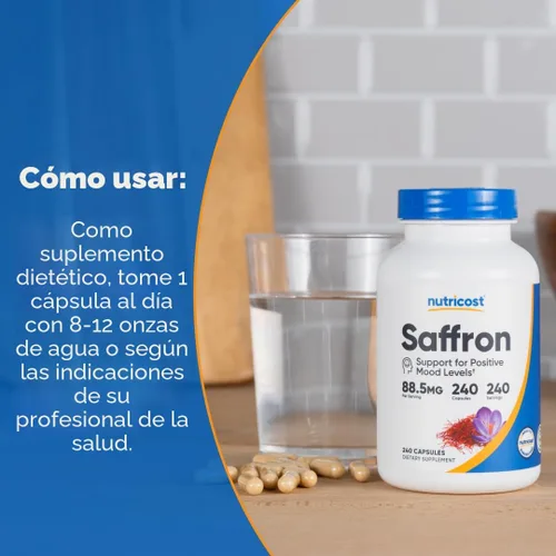 Miniatura 7 de Nutricost - Extracto de Azafrán 88.5 mg, 240 Cápsulas - Cápsulas vegetarianas, sin OMG, sin gluten