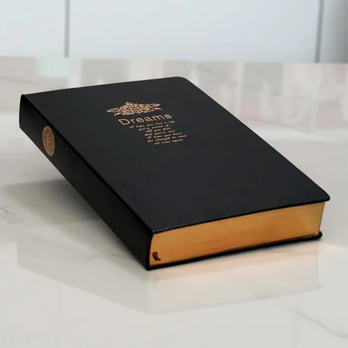 Miniatura 2 de BenOpinion Cuaderno rayado, cubierta de piel sintética negra, papeles gruesos de alta calidad de 3.53 oz/m² con borde dorado, 416 páginas A5
