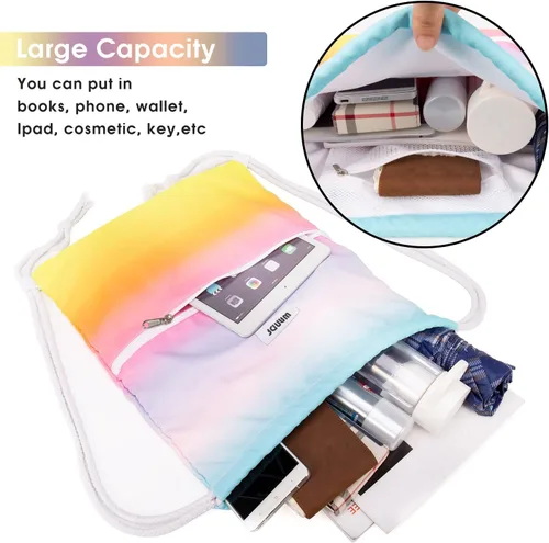 Miniatura 2 de WANDF - Mochila de nailon con cordón, resistente al agua, para gimnasio, compras, deporte, yoga