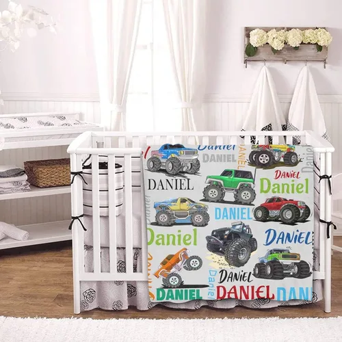 Miniatura 2 de Manta personalizada de camión para niños, manta personalizada para automóvil con nombre, manta suave de dibujos animados para regalo de Navidad