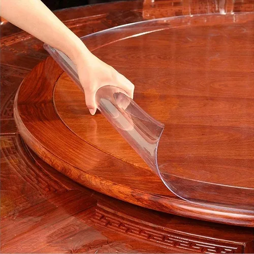 Miniatura 3 de CL-ZZZ Protector de mantel redondo transparente de PVC mantel de plástico impermeable cubierta de mesa de madera rollo de mesa de comedor de 0.079
