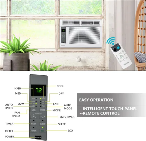 Miniatura 3 de ROVSUN - Aire acondicionado de ventana de 6000 BTU, unidad de aire acondicionado 3 en 1 para ventana, funciona como enfriador, deshumidificador