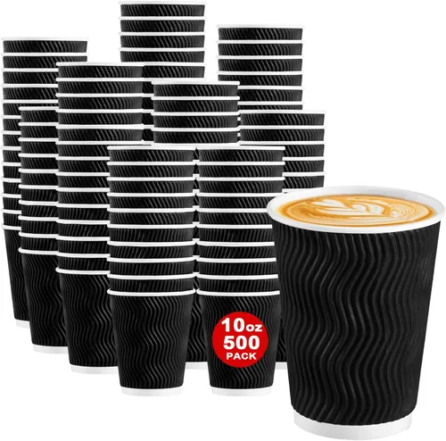 Miniatura 15 de Lamosi Tazas de café desechables 8 oz Paquete de 100, Tazas de café de papel 8 oz para bebidas calientes o frías, Taza de pared ondulada aislada