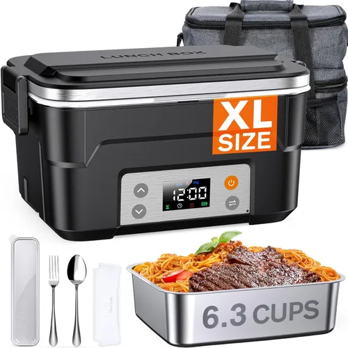 Miniatura 4 de EAST OAK XL 6.3-Cup Cordless Electric Lunch Box for Adults, Heated Lunch Box for Men with Scheduled Heating, Portable Car Food Warmer with Utensils