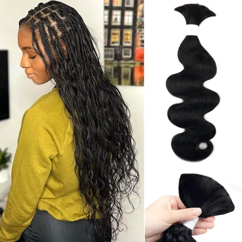 Liqusee Cabello Humano para Trenzar 3.53 oz Un Paquete 14 Pulgadas Negro Natural Ondulado Rizado a Granel Cabello Humano para Trenzar Sin Trama 100%