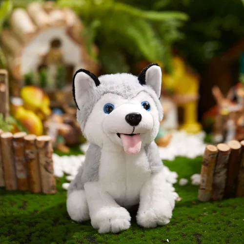 Miniatura 5 de Perro husky de peluche con luces LED suave y brillante, juguete de cachorro con luces nocturnas mágicas para el día de los niños, cumpleaños
