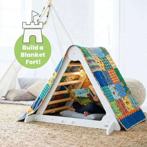 Miniatura 4 de Little Partners Learn 'N Climb Triángulo de escalada de madera plegable, gimnasio de escalada de madera para niños pequeños, escalador triangular
