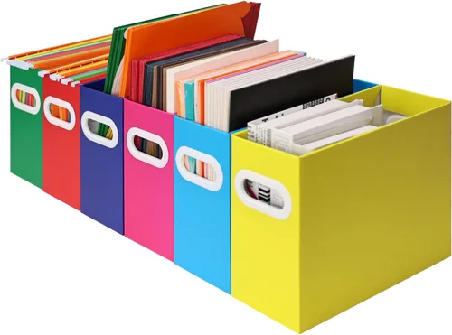 Miniatura 22 de Organizador de archivos colgante, organizador de carpetas de archivos de cartón para tamaño carta, caja de almacenamiento de documentos