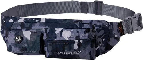 Miniatura 13 de WATERFLY Riñonera para Mujeres y Hombres Resistente al Agua Pequeña Bolsa de Cintura Delgada con 4 Bolsillos Bolsa Cruzada Ligera para el Pecho que