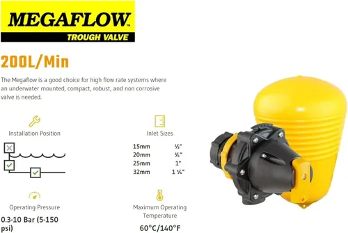 Miniatura 2 de Jobe Valves J-MFV20DLT 82026 Megaflow Valve, 3/4", amarillo/negro