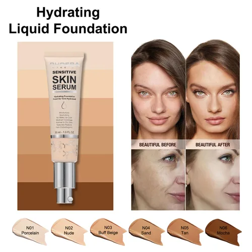 Miniatura 4 de PHOERA - Maquillaje de base para piel madura, arrugas con acabado natural mate para una tez impecable (N05 bronceado)