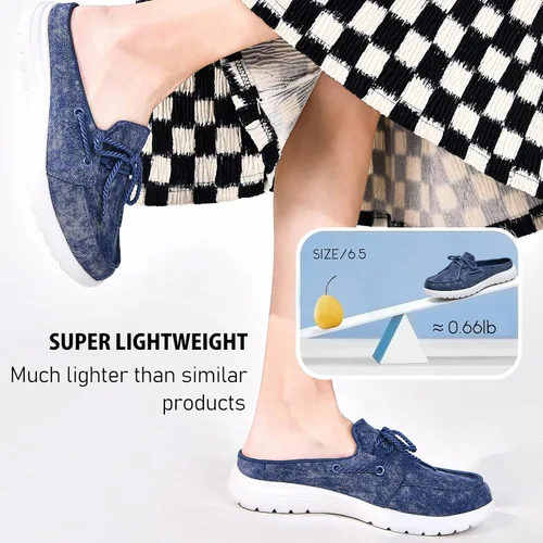 Miniatura 4 de Buyrew Pantuflas para mujer, cómodas, de lona de punto, con soporte de arco, transpirables, pantuflas de casa