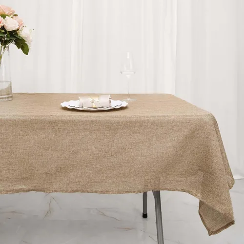 Miniatura 3 de Tableclothsfactory Mantel rectangular de yute natural de 54 x 96 pulgadas Mantel de mesa bohemio chic