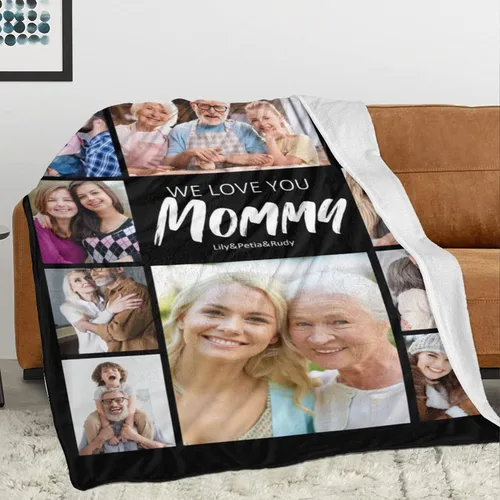 Miniatura 6 de Manta de forro polar con texto fotográfico, manta personalizada para mamá y papá, regalo perfecto para el Día de la Madre, cumpleaños para ella