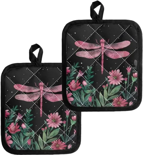 Miniatura 27 de UNICEU Porta ollas de mariposa con diseño de gallo, 2 paquetes para cocina, hornear, parrilla, cocinar, resistentes al calor, almohadillas calientes