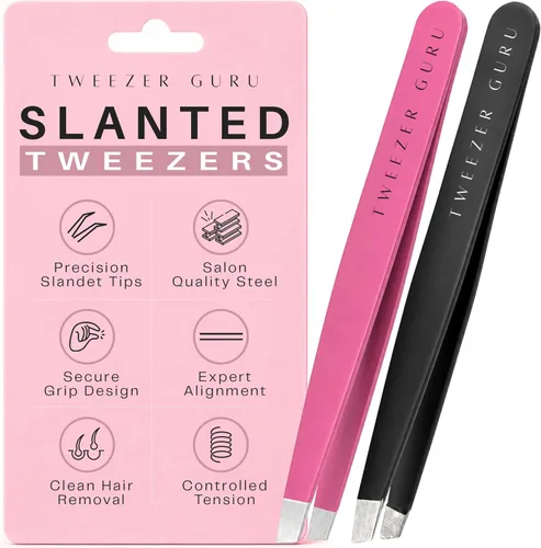 Miniatura 17 de Tweezer Guru Pinzas para el vello facial de mujeres y hombres, pinzas de precisión para cejas inclinadas para cabello encarnado, eliminación