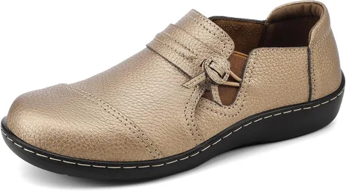 Miniatura 2 de LAZYPOP Mocasines de cuero clásicos y cómodos para mujer, bonitos zapatos de vestir informales, ligeros, para caminar, zapatos planos