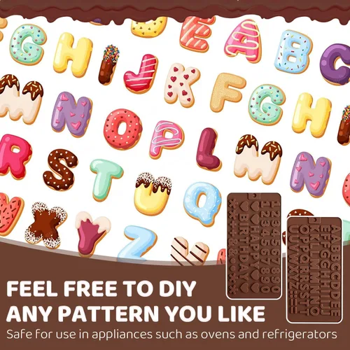 Miniatura 3 de 2 moldes de silicona para chocolate, moldes de letras de números, moldes reutilizables para dulces con símbolos de decoración de feliz cumpleaños