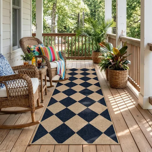 Miniatura 21 de Lahome Alfombra de yute a cuadros fácil 2'x3', alfombra pequeña para entrada, antideslizante, alfombra para la puerta delantera de la cocina