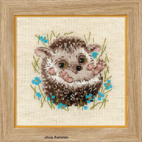 RIOLIS - Little Hedgehog 1753, kits de punto de cruz de animales 5,12" x 5,12, kits de punto de cruz para principiantes y avanzados, kit de punto de