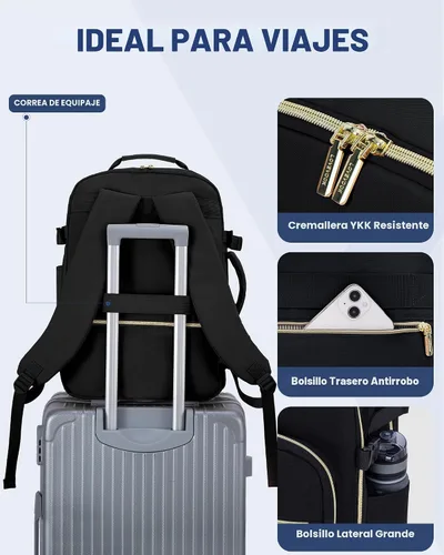 Miniatura 8 de LOVEVOOK Mochila de viaje de 40L aprobada para vuelo, 3 cubos de embalaje, bolsa de viaje impermeable para artículos personales, equipaje de mano