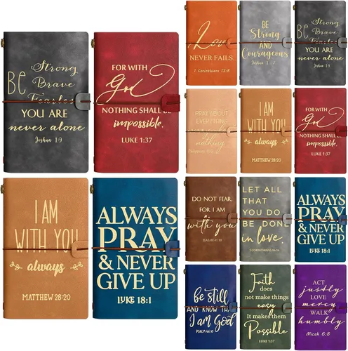 Miniatura 7 de Tinlade 12 piezas de regalo de iglesia cristiana, diario religioso inspirador de cuero, cuaderno A6, cuaderno con forro recargable, regalo
