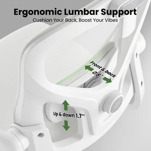 Miniatura 3 de Soohow Silla de oficina, ergonómica de malla de oficina con soporte de respaldo ajustable, cómoda silla giratoria de computadora con reposacabezas