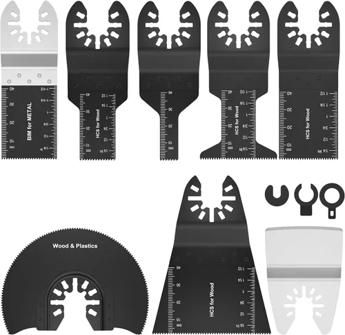 Juego de 8 Hojas de Sierra Oscilante Bimetálicas de Acero Inoxidable Kit de Hojas Multiherramienta de Liberación Rápida Hojas Oscilantes de Corte