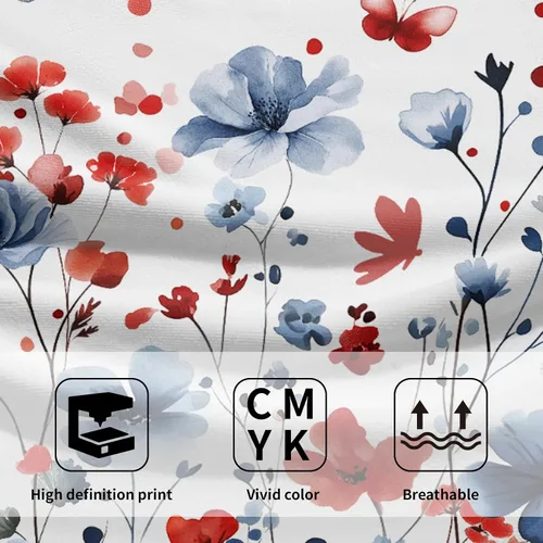 Miniatura 3 de Juego de 2 toallas de mano para el 4 de julio, 14 x 28 pulgadas, diseño patriótico de hojas florales rojas y azules, absorbentes y suaves
