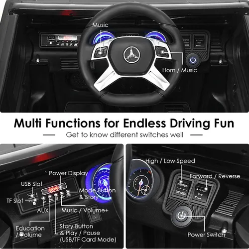 Miniatura 3 de HONEY JOY Camión para Paseo con Licencia Mercedes-Benz Maybach G650, Juguetes Eléctricos con Control Remoto, Luces LED, Música, Arranque Lento, Negro