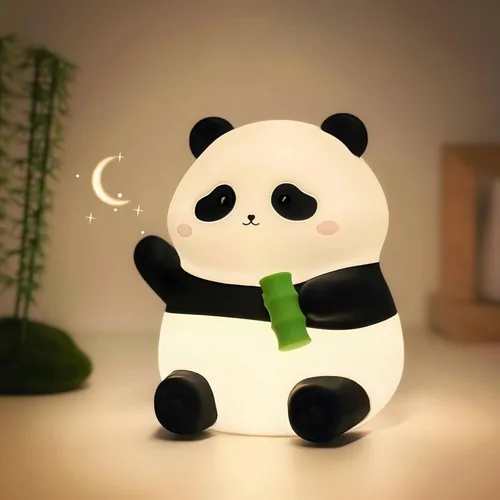 Miniatura 15 de Luz nocturna de conejo de cara grande para niños, lámpara de conejo de silicona blanda con control táctil, 3 niveles de brillo, temporizador