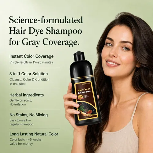 Miniatura 2 de Champú de tinte para cabello negro para cabello gris, champú instantáneo de color de cabello, champú de larga duración, champú para cabello negro