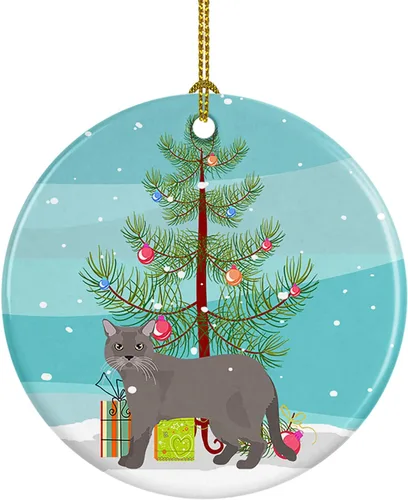 Miniatura 185 de Caroline's Treasures Adorno de cerámica con texto en inglés "Merry Christmas" para colgar en el árbol de Navidad, decoración para el hogar, Navidad