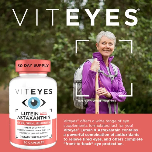 Miniatura 2 de Viteyes Luteína y astaxantina: alivia la fatiga ocular, hidrata y reafirma la piel, protección contra la luz azul, apoyo inmunológico, 20 mg