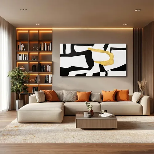 Miniatura 7 de NBAODAN Arte de pared en blanco y negro abstracto para decoración de pared, póster geométrico de lienzo grande, pintura de pared grande de 24 x 48