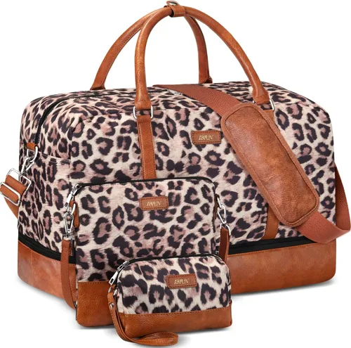 Bolsa de lona para mujer, bolsa de viaje grande, bolsa de transporte para fin de semana con compartimento para zapatos, para laptop de 21.5