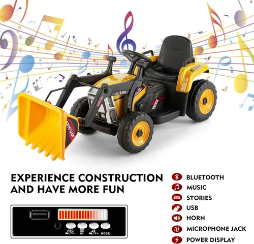 Miniatura 5 de JOYLDIAS - Excavadora de conducción, vehículo de construcción eléctrico de 12 V, bulldozer/tractor para niños, excavadora con control remoto, 3
