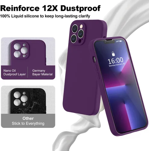 Miniatura 3 de BossKiss Funda compatible con iPhone 13 Pro, silicona de alta calidad mejorada [protección de cámara] [2 protectores de pantalla]