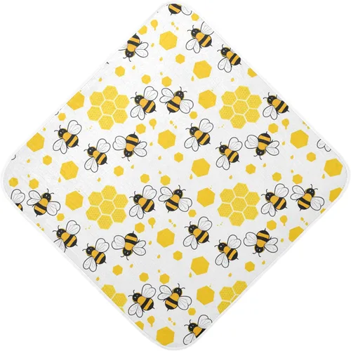 Honey Bees - Toalla de baño para niños y niñas, color amarillo, abejorro, colmena, con capucha, toallas para recién nacidos, de algodón orgánico,